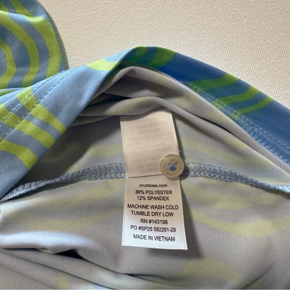 Chubbies Men’s Medium Wavy Daze Printed Performance Polo Shirt Blue/Green - Picture 6 of 6